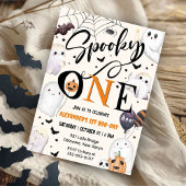 Spooky One Halloween 1st Birthday Party Schattige  Kaart