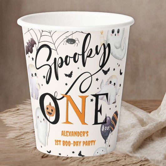 Spooky One Halloween 1st Birthday Party Schattige  Papieren Bekers