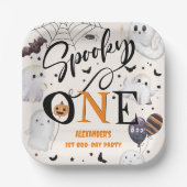 Spooky One Halloween 1st Birthday Party Schattige  Papieren Bordje (Voorkant)