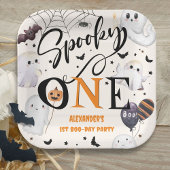 Spooky One Halloween 1st Birthday Party Schattige  Papieren Bordje