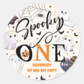 Spooky One Halloween 1st Birthday Party Schattige  Ronde Sticker (Voorkant)
