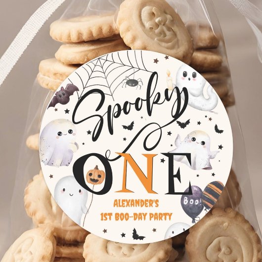 Spooky One Halloween 1st Birthday Party Schattige  Ronde Sticker