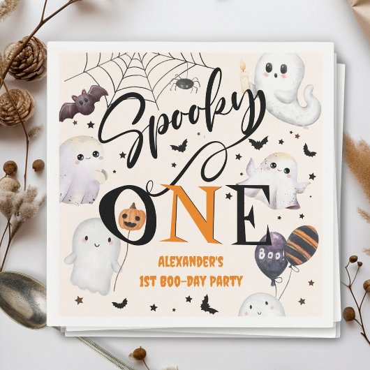 Spooky One Halloween 1st Birthday Party Schattige  Servet
