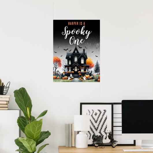 Spooky One Halloween 1st Birthday Party Sign Poster (Thuiskantoor)
