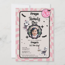 Spooky One Halloween 1st Birthday Photo Invitation
