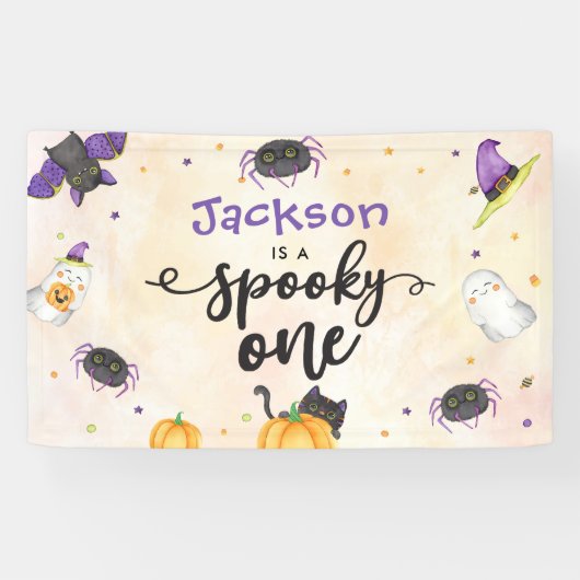Spooky One Halloween 1st Birthday Spandoek (Horizontaal)