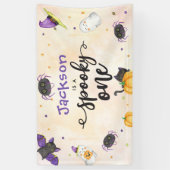 Spooky One Halloween 1st Birthday Spandoek (Verticaal)