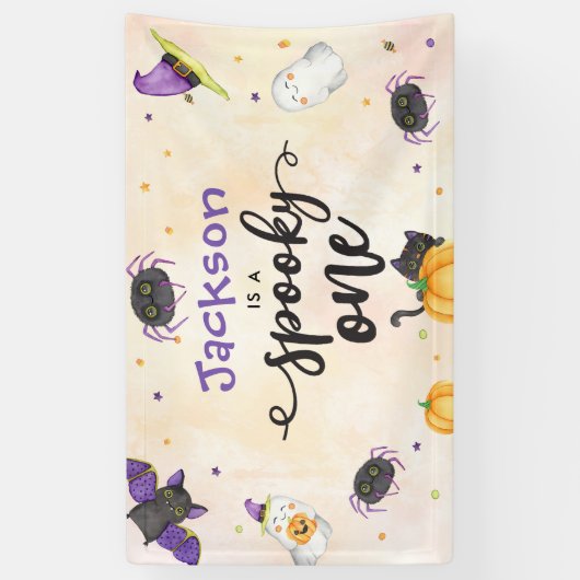 Spooky One Halloween 1st Birthday Spandoek (Verticaal)