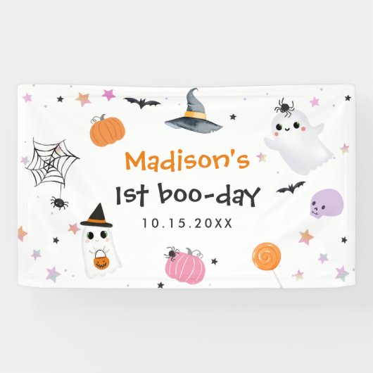 Spooky One Halloween 1st Birthday Spandoek (Horizontaal)