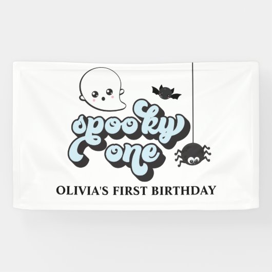 Spooky One Halloween 1st Birthday Spandoek (Horizontaal)