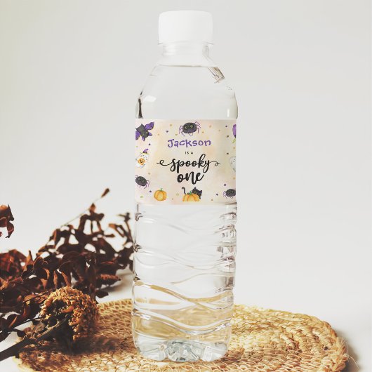 Spooky One Halloween 1st Birthday Waterfles Etiket