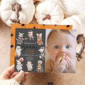 Spooky One Halloween Animals 1st Birthday Foto Kaart