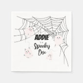 Spooky One | Halloween B-Day servetten | Pink Ghos (Voorkant)