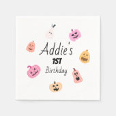 Spooky One | Halloween BDay servetten | Roze pompo (Voorkant)