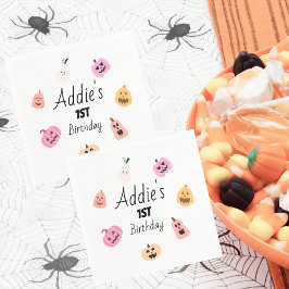 Spooky One | Halloween BDay servetten | Roze pompo