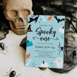 Spooky One Halloween Birthday Blue Kaart