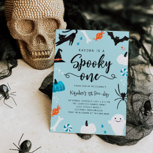 Spooky One Halloween Birthday Blue Kaart