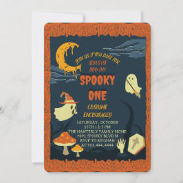 Spooky One Halloween Birthday Invitation Kaart