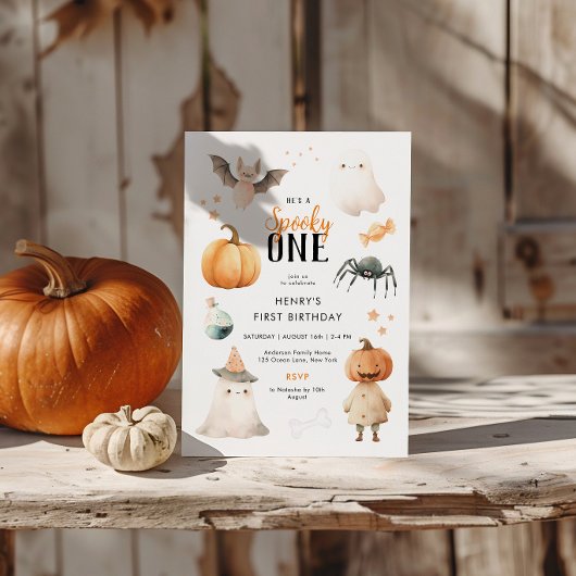Spooky One Halloween Birthday Invitation Kaart