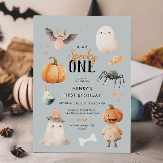Spooky One Halloween Birthday Invitation Kaart