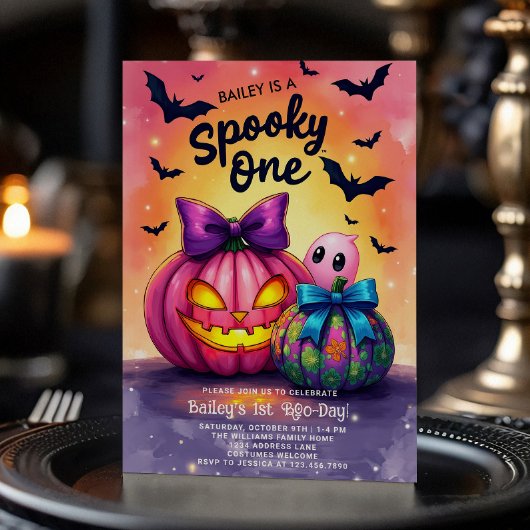 Spooky One Halloween Birthday Invitation Kaart