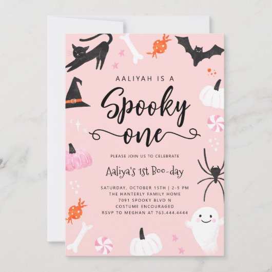 Spooky One Halloween Birthday Invitation Kaart (Voorkant)