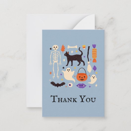 Spooky One Halloween Blue 1st Birthday Bedankt Notitiekaartje (Voorkant)