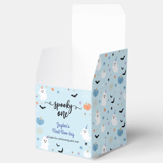 Spooky One Halloween Blue Ghost Eerste Verjaardag Bedankdoosjes (Geopend)