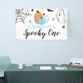 Spooky One Halloween blue pomkins 1st Birthday Spandoek (Beurs)