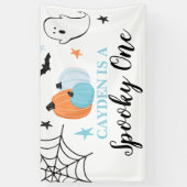 Spooky One Halloween blue pomkins 1st Birthday Spandoek (Verticaal)
