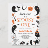 Spooky One Halloween Boy Foto 1e verjaardag Kaart (Voorkant)