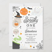 Spooky One Halloween Boy Ghost 1st Birthday Party Kaart (Voorkant)