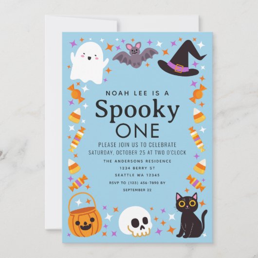 Spooky One Halloween Boys 1st Birthday Kaart (Voorkant)