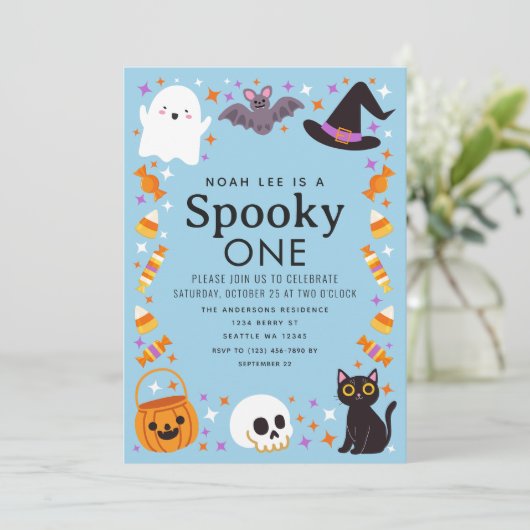Spooky One Halloween Boys 1st Birthday Kaart