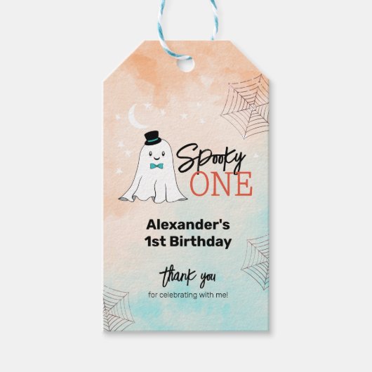 Spooky One Halloween Boys 1st Birthday Party Favor Cadeaulabel (Voorkant)