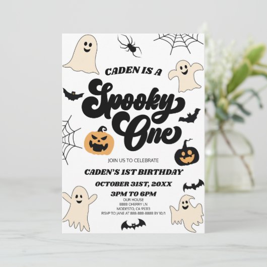 Spooky One Halloween Eerste 1e Verjaardagsfeest Kaart (Staand voorkant)
