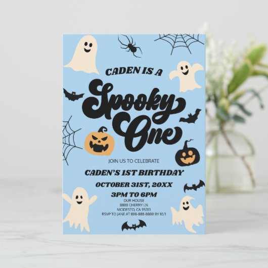 Spooky One Halloween Eerste 1e Verjaardagsfeest Kaart (Staand voorkant)
