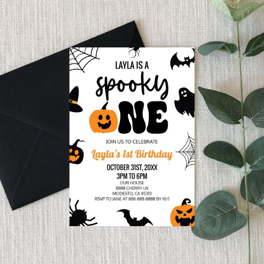 Spooky One Halloween Eerste 1e Verjaardagsfeest Kaart