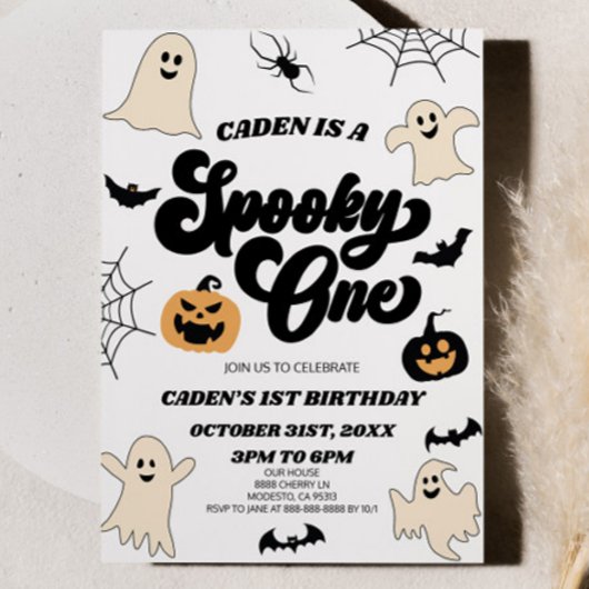 Spooky One Halloween Eerste 1e Verjaardagsfeest Kaart