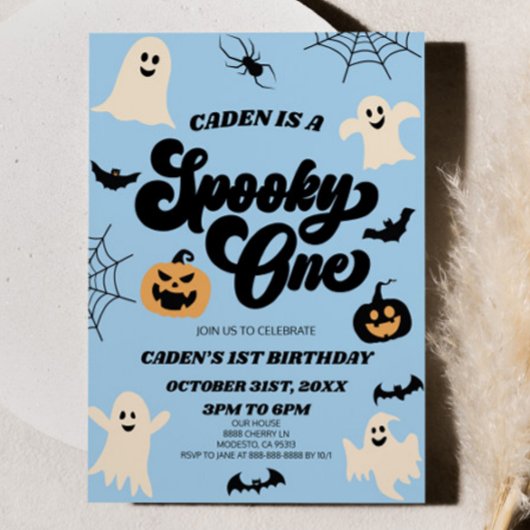 Spooky One Halloween Eerste 1e Verjaardagsfeest Kaart