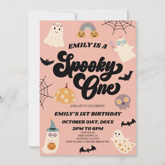 Spooky One Halloween Eerste 1e Verjaardagsfeest Kaart (Voorkant)