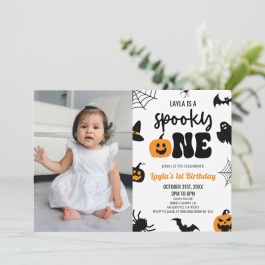 Spooky One Halloween Eerste 1e Verjaardagsfeest Kaart (Staand voorkant)