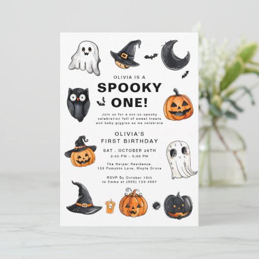 Spooky One Halloween Eerste Verjaardag Kaart (Staand voorkant)