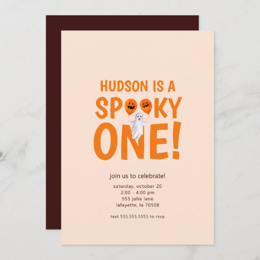 Spooky One Halloween Eerste Verjaardag uitnodiging (Voorkant / Achterkant)