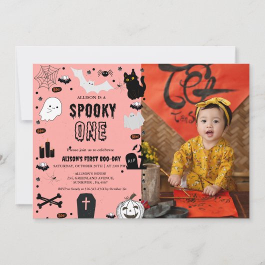 Spooky One Halloween eerste verjaardagsfeestje Kaart (Voorkant)