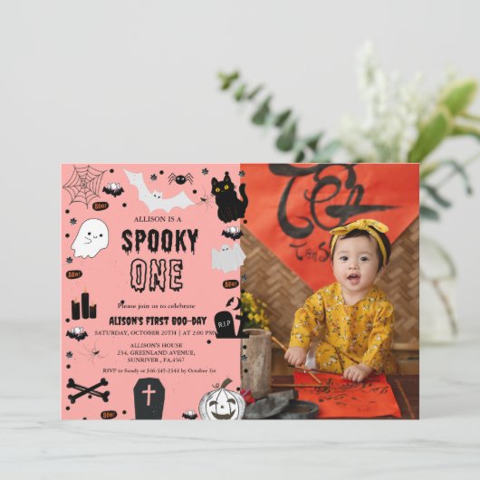 Spooky One Halloween eerste verjaardagsfeestje Kaart (Staand voorkant)