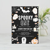 Spooky One Halloween eerste verjaardagsfeestje Kaart (Staand voorkant)