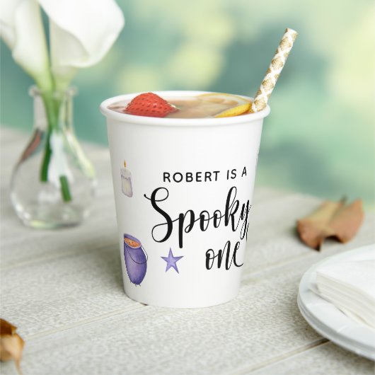 Spooky One Halloween Eerste verjaardagsfeestje Papieren Bekers (Insitu)