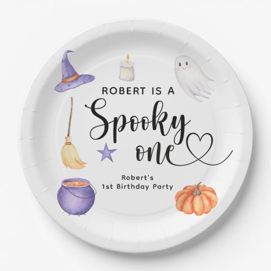 Spooky One Halloween Eerste verjaardagsfeestje Papieren Bordje (Voorkant)