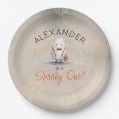 Spooky One Halloween First Birthday Boy Papieren Bordje (Voorkant)